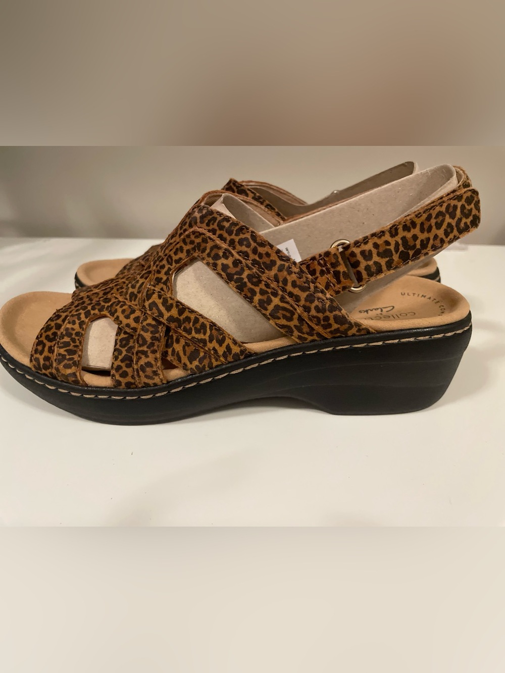 NWOT - Collection by Clarks Leopard Print Slingback Comfort Sandal